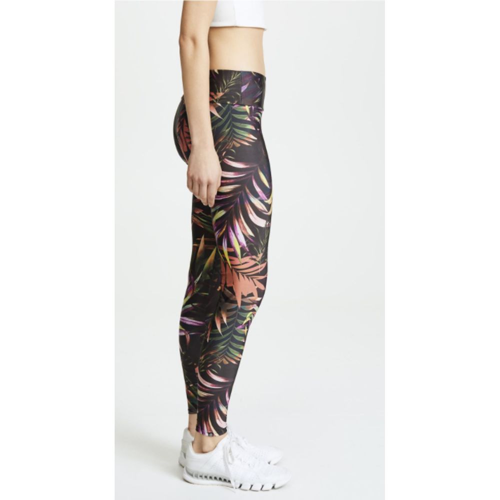 Tropical Print High-Rise Leggings - Black/Pink